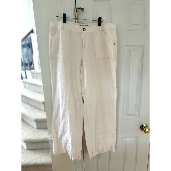 INC Creamy White Linen Wide Leg Pants - Picture 1 of 8
